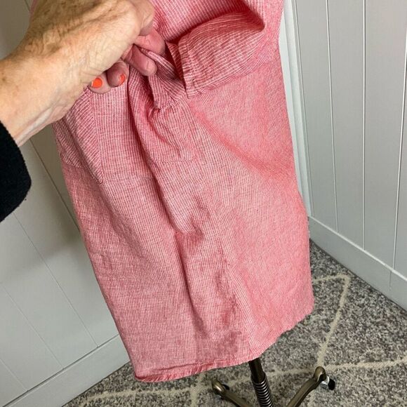 Purnell Work Wear Womens Size Medium Button Front Shirt Red Pink Short Sleeve - Picture 10 of 14